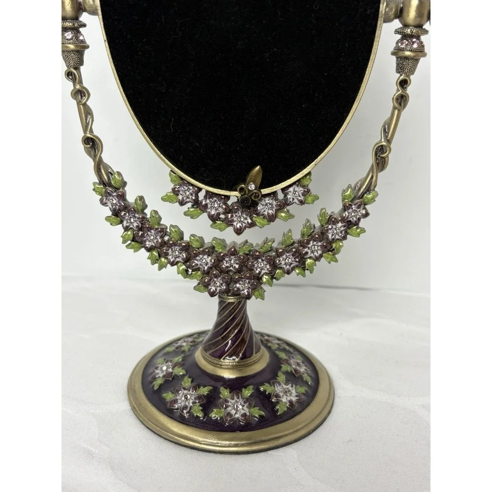 Beautiful Jeweled Two's Company Vanity Mirror Tilting Free Standing Floral